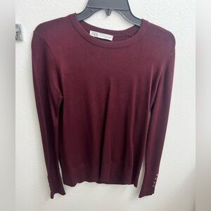 Zara Burgundy Knit w/ Gold Buttons